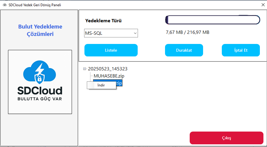 MS-SQL Geri Yükeleme